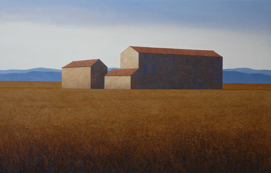 Helmut Guth, Moulin près de l´Isle-sur-la-Sorgue , huile sur toile, 100 x 190 cm