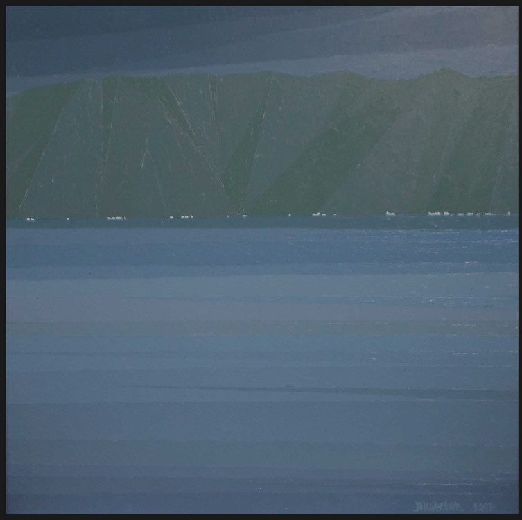 Triptyque Bonsoir, bonne nuit, acrylique sur panneau, 3 x 50 x 50 cm, 2017